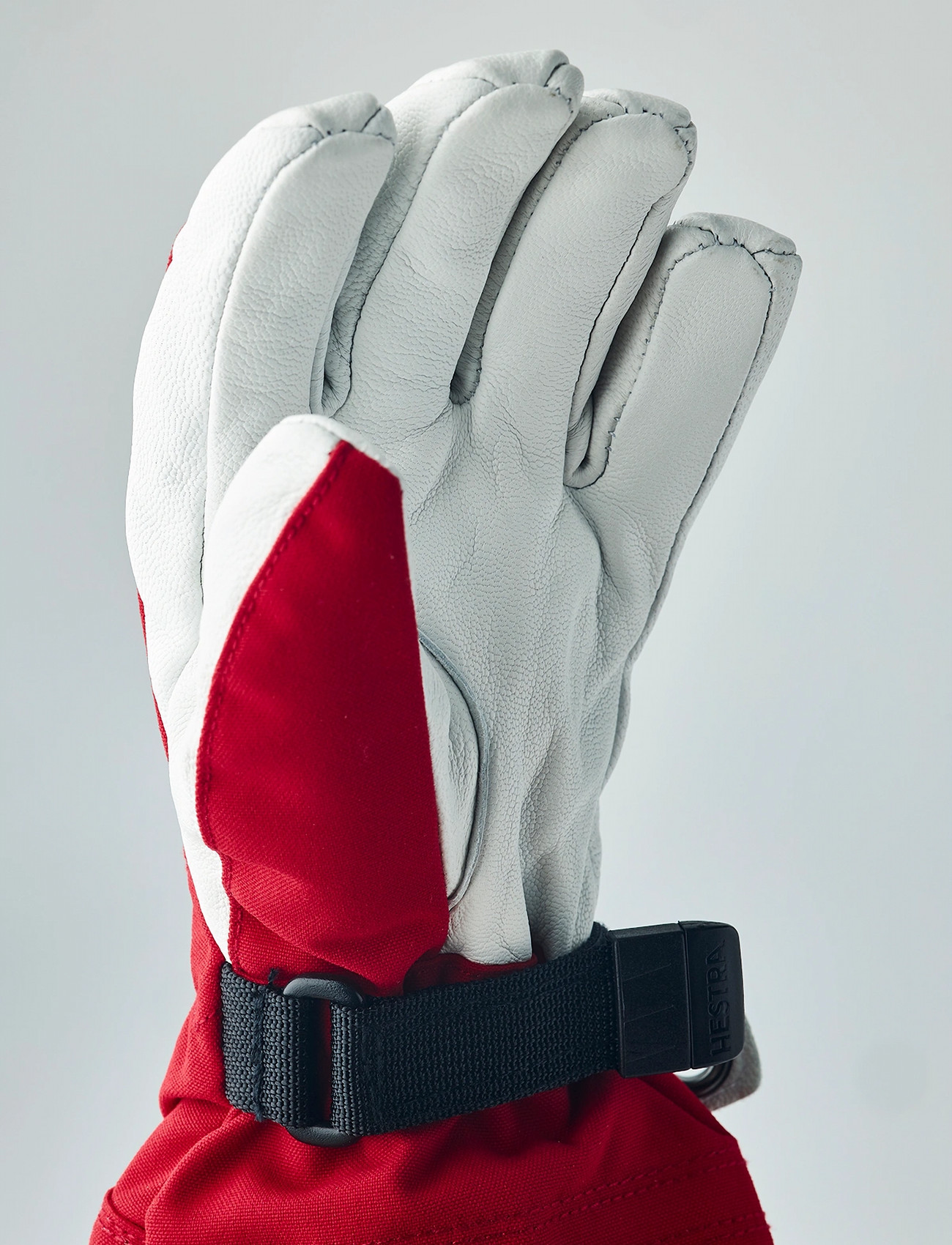 Hestra Army Leather Heli Ski Jr. - 5 Finger Red, 4-5Y, Red, Handsker & Luffer > Handsker, Børn
