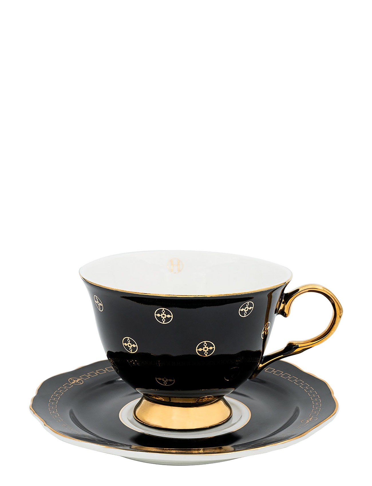 Cup With Saucer - Anima Gemella Nero Home Tableware Cups & Mugs Tea Cups Black Hilke Collection
