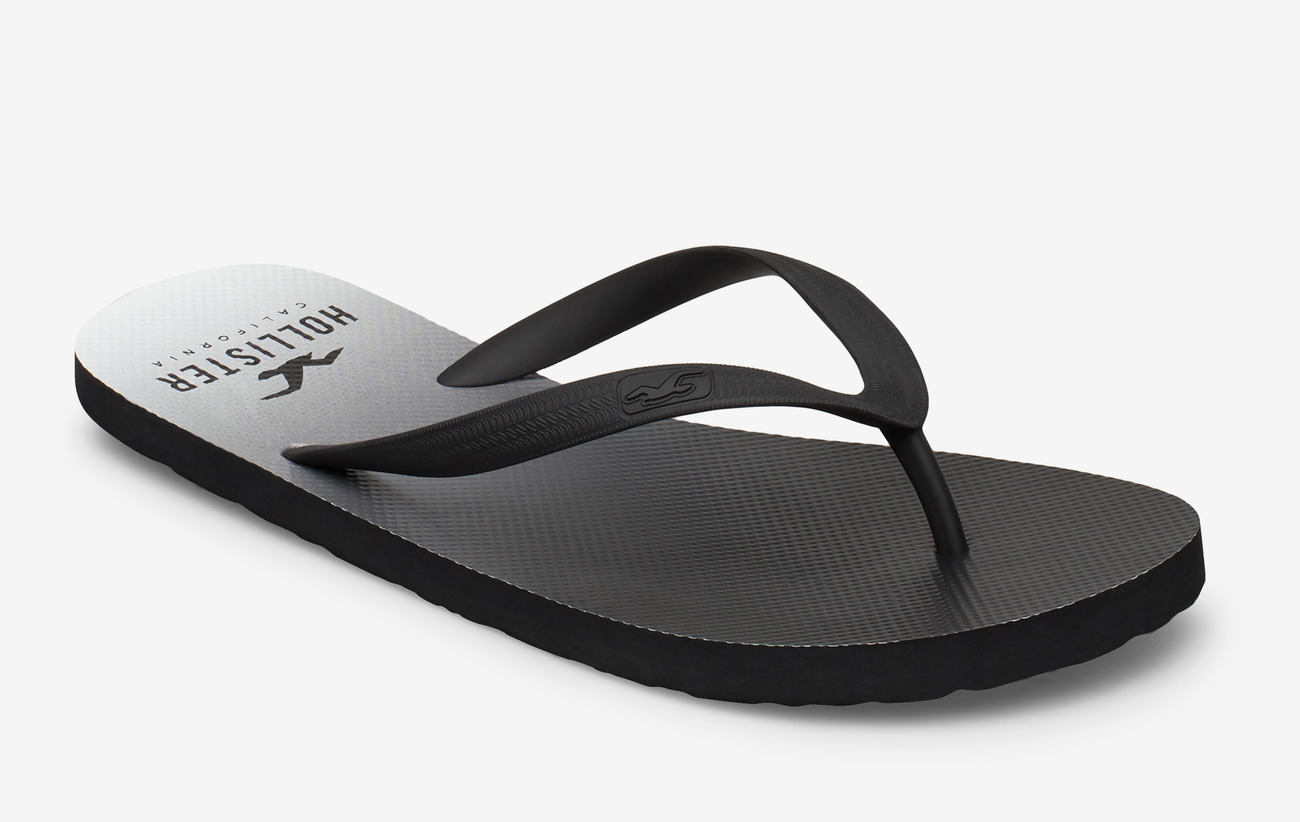 hollister black flip flops