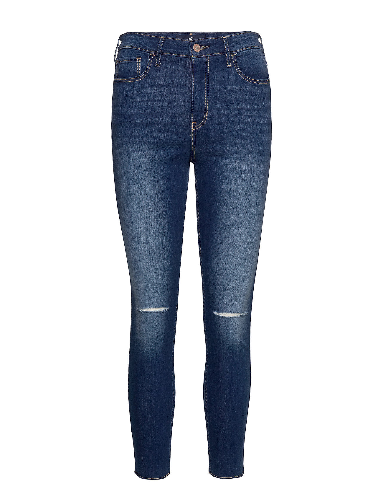Hollister High Rise Super Skinny Jeans Blå [Color: MEDIUM ][Sex: Women ][Sizes: 23 x 30,24 30 ]