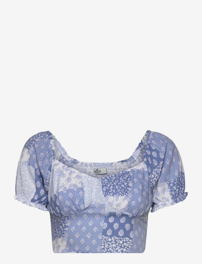 HCo. GIRLS WOVENS - crop tops - blue patchwork floral