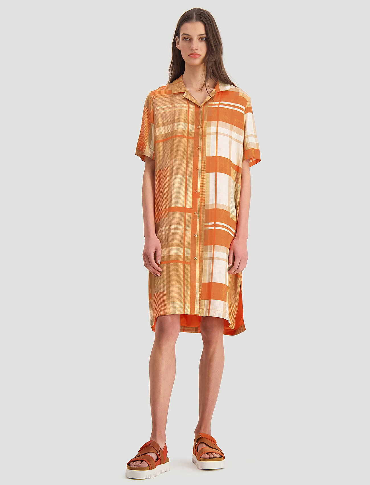 orange check dress