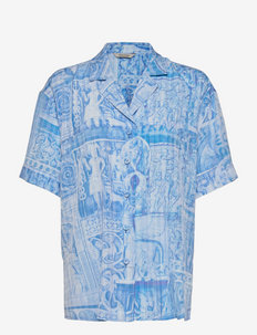 Edgar Print Shirt 22-02 - overhemden met korte mouwen - blue mix