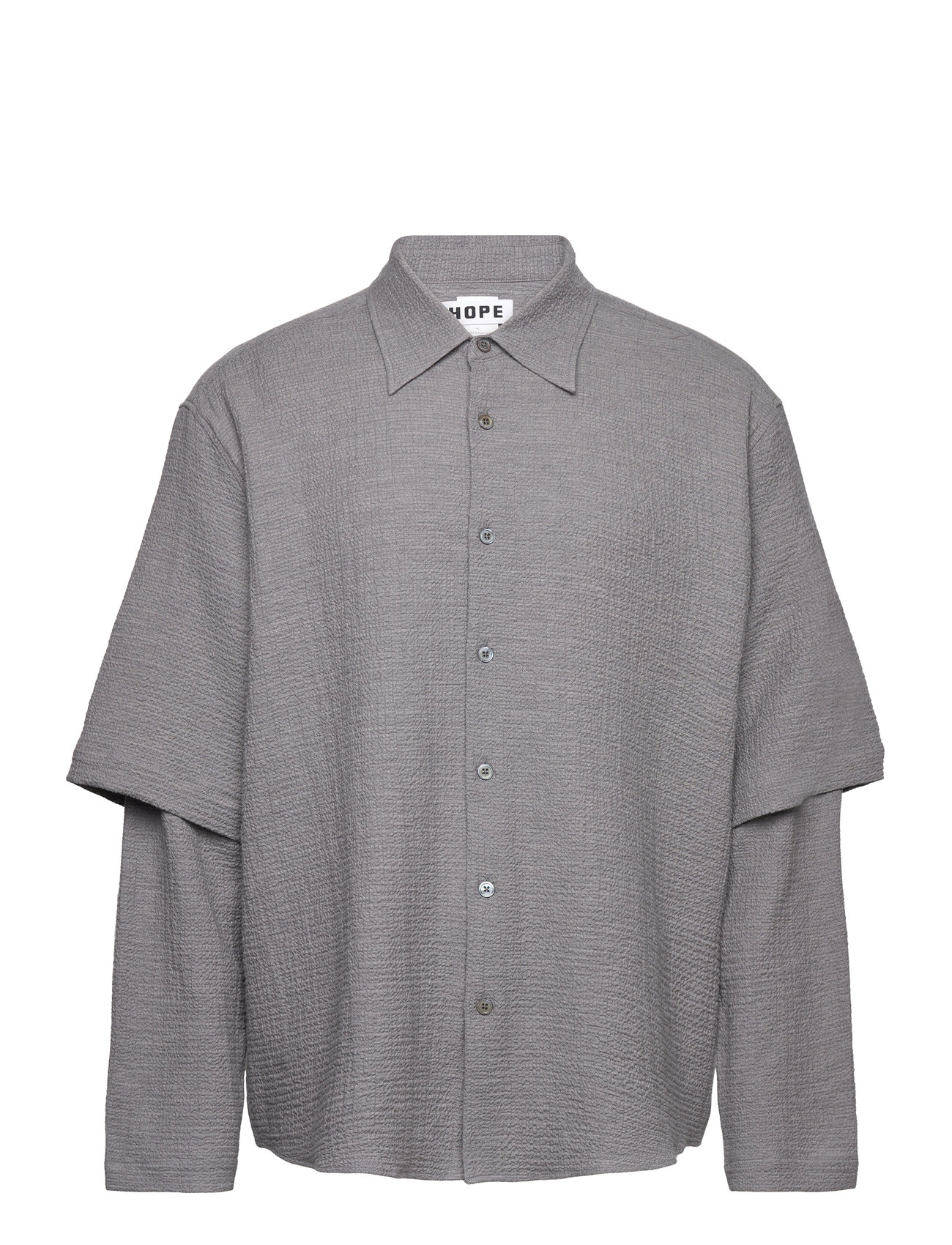 Over D Layered-Sleeve Shirt Grey Hope