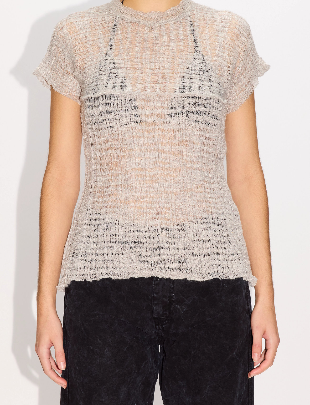 Hope Sunny Tee Ice Grey Slub, 34, Grey, Bluser > Kortærmede, Dame