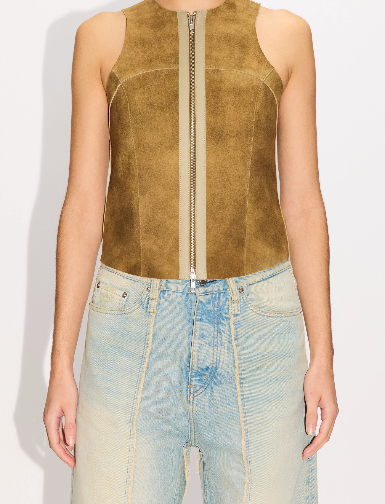 Hope Sculpt Top Tobacco Suede, 34, Brown, T-Shirts & Toppe > Uden Ærmer, Dame