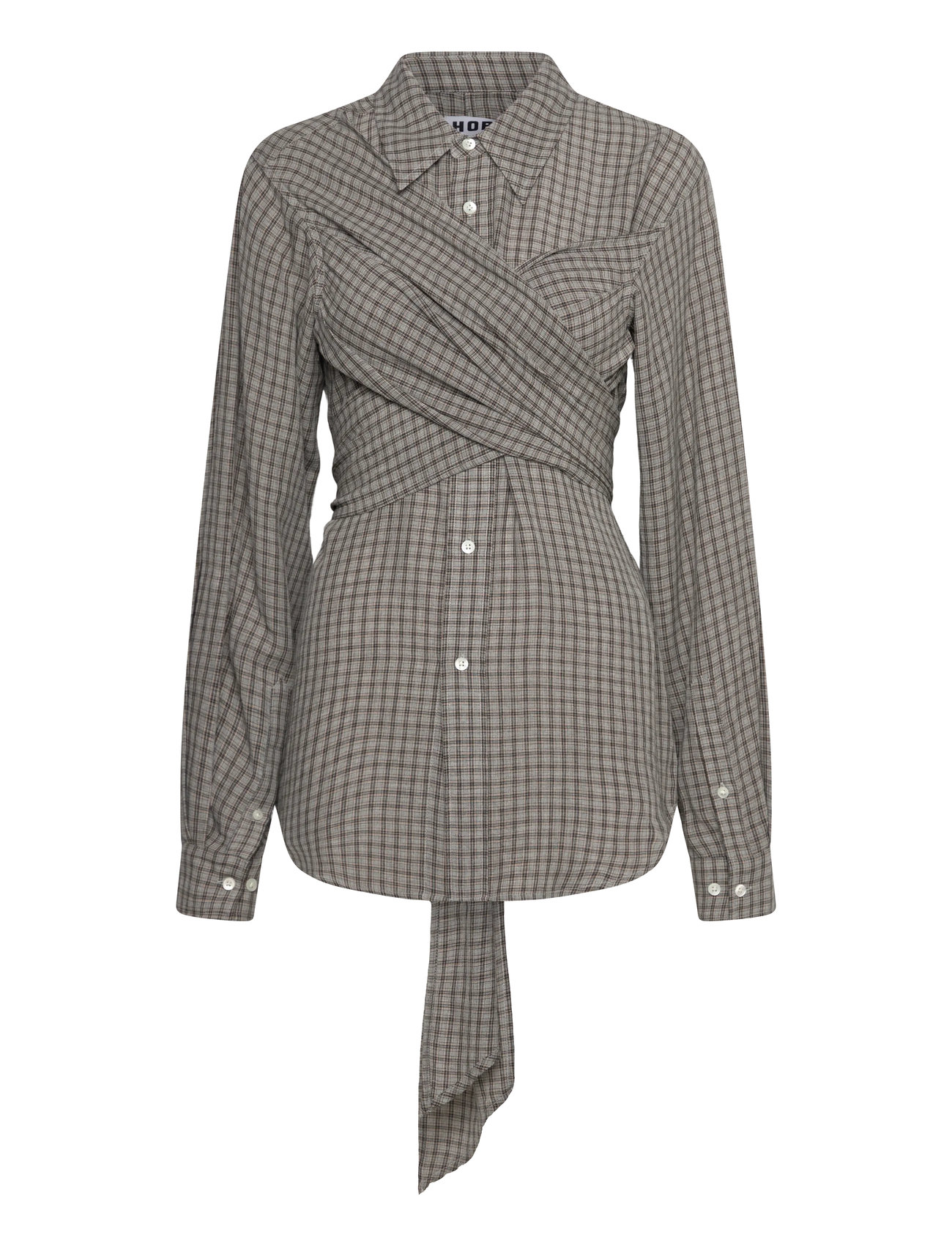 HOPE Twisty Shirt Soft Grau Check-38 Grau - 38 - Damen