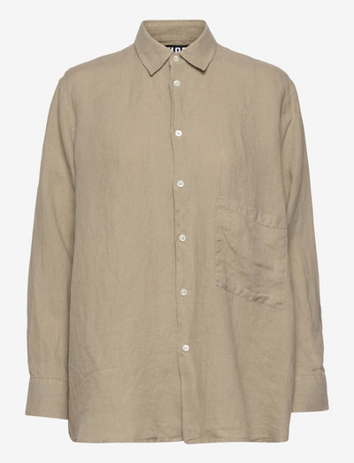 ELMA LINEN SHIRT - denimskjorter - lt khaki beige