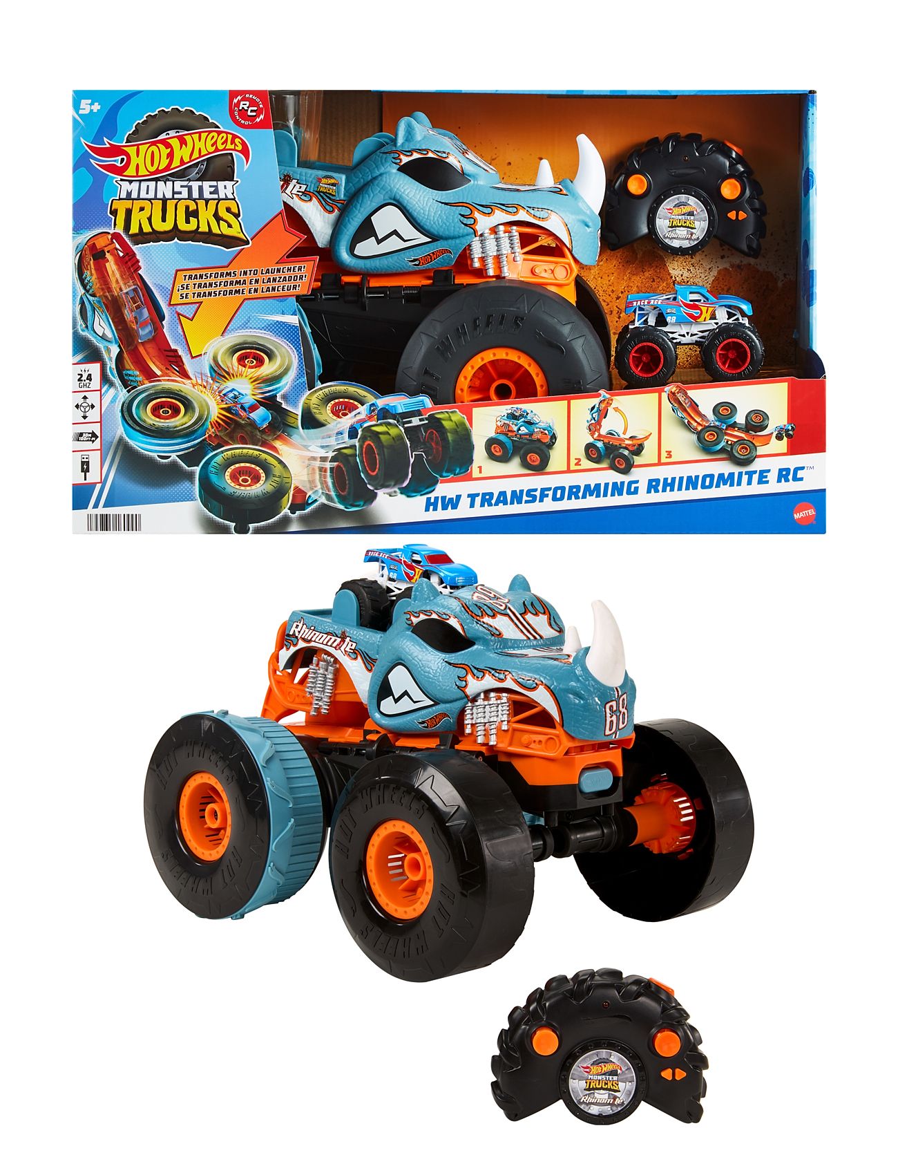 Hot Wheels Monster Trucks Hw Transforming Rhinomite Rc Vehicle Multi/patterned