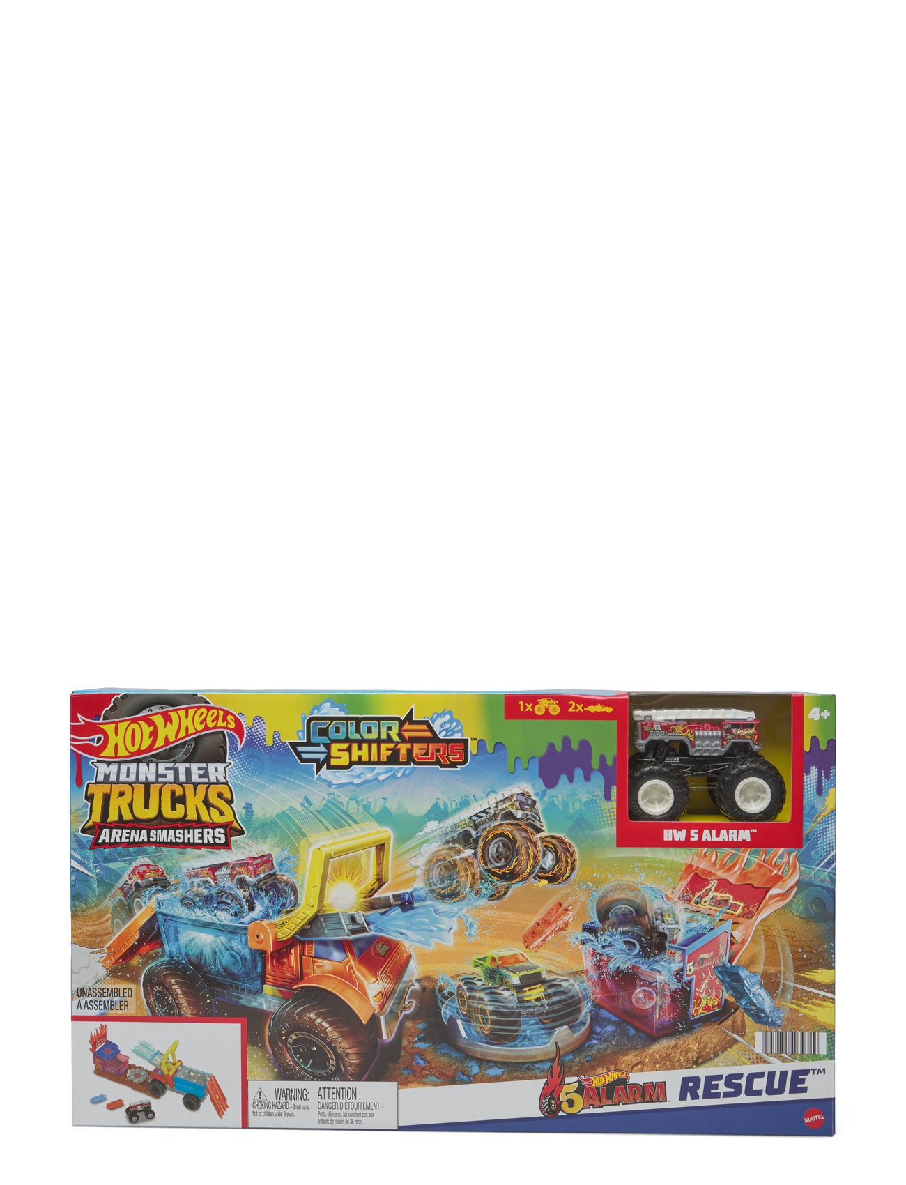 Hot Wheels Monster Trucks Hot Wheelsmonster Trucks Arena Smashers Color Shifters 5-Alarm Rescue Playset Multi/patterned