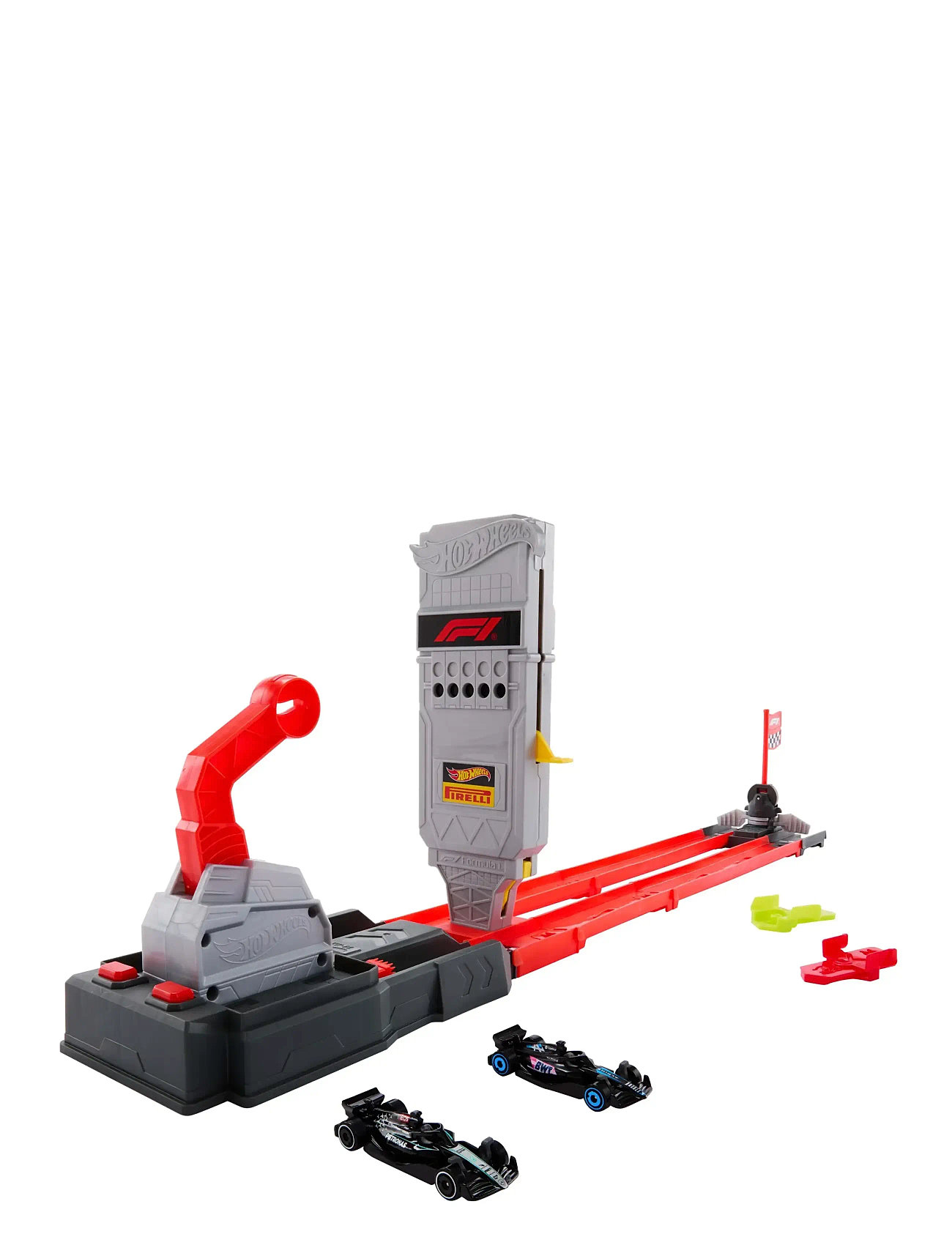 Hot Wheels City Racing Formula 1 Grid Start Track Set & 2 Die-Cast F1 Cars In 1:64 Scale, One Size, Red, Legetøjsbiler Og -Køretøjer > Racerbaner, Bør