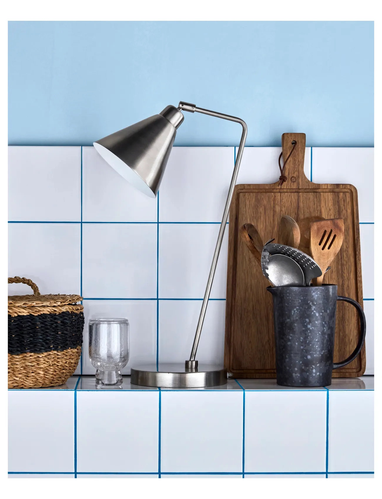 house doctor Bordlampe, Hdgame, Børstet Sølvfinish, One Size, Grey, Lamper > Bordlamper, Unisex