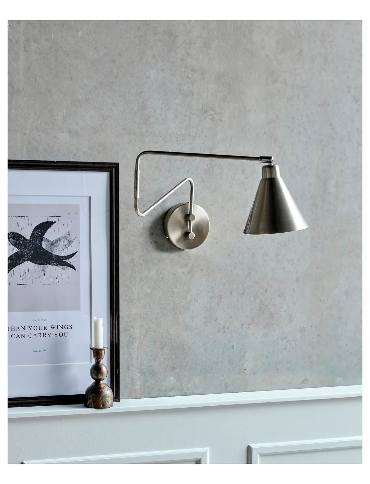 house doctor Væglampe, Hdgame, Børstet Sølvfinish, One Size, Silver, Lamper > Væglamper, Unisex