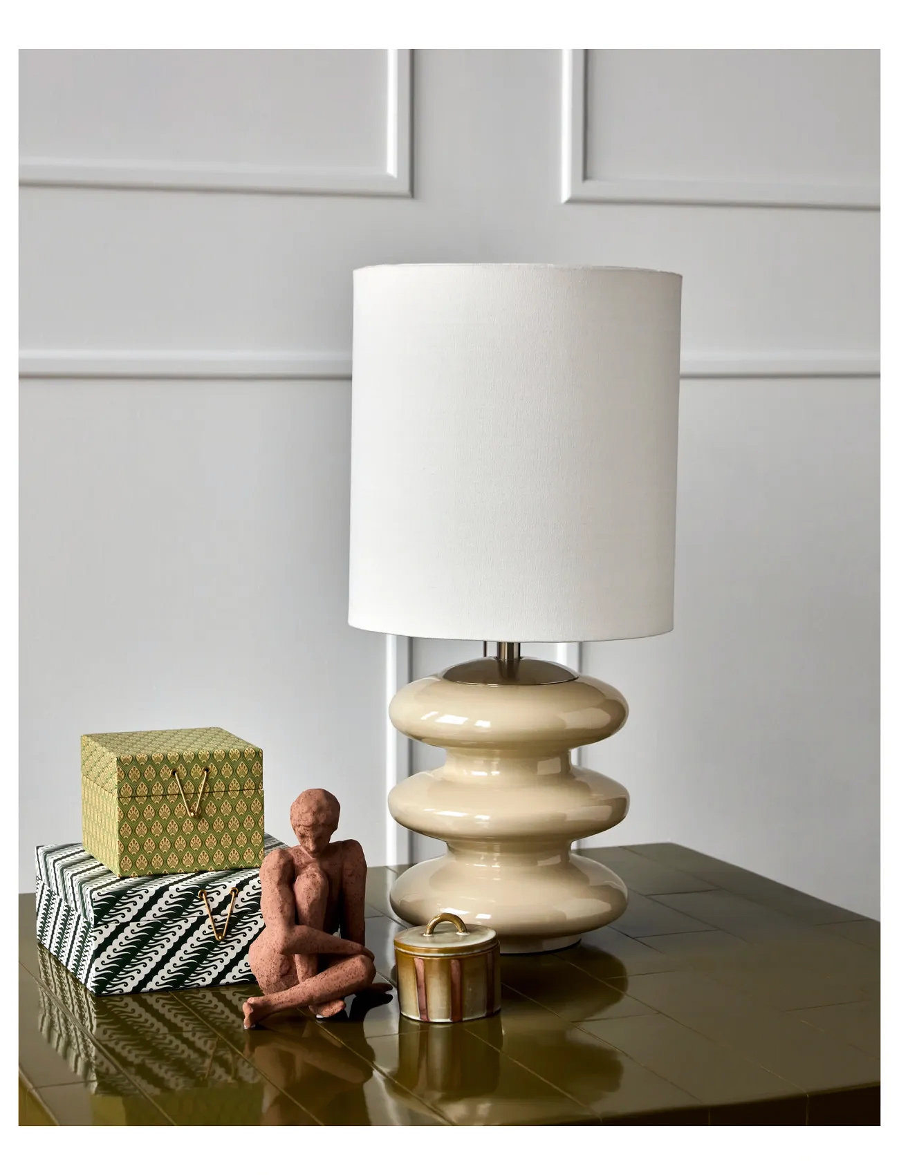 house doctor Bordlampe, Hdstep, L, Råhvid, One Size, Beige, Lamper > Bordlamper, Unisex