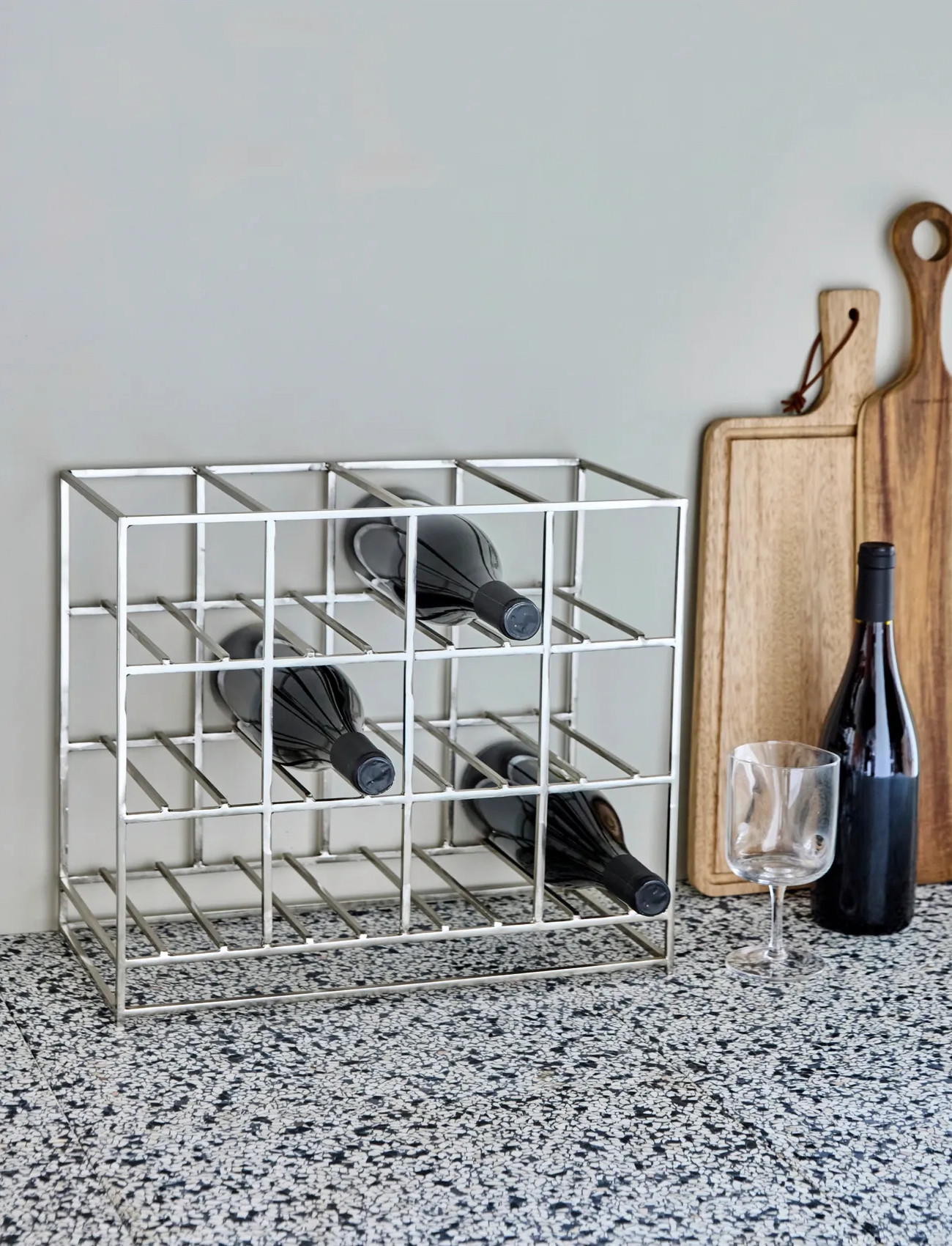 house doctor Wine Rack, Hd12, Silver Finish, One Size, Silver, Køkkenopbevaring > Kasser Og Beholdere, Unisex