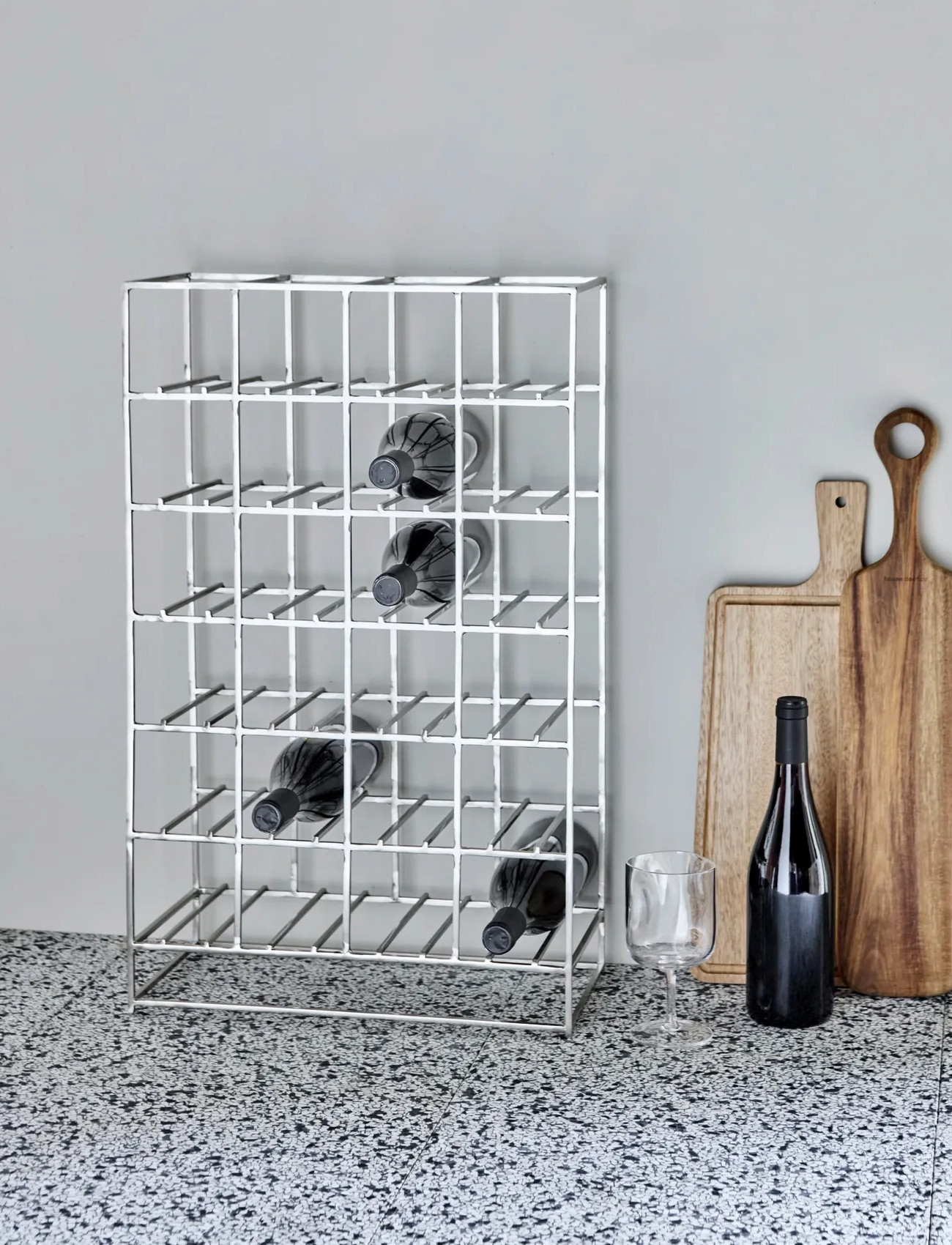 house doctor Wine Rack, Hd24, Silver Finish, One Size, Silver, Møbler > Hylder, Unisex