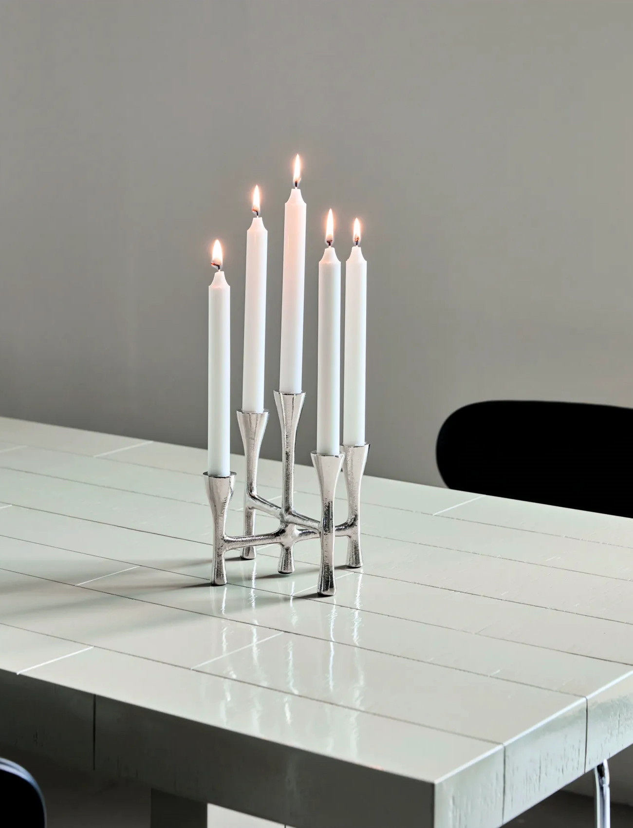 house doctor Candle Stand, Hdtristy, Silver Finish, One Size, Silver, Candle & Tealight Holders > Candle Holders, Unisex