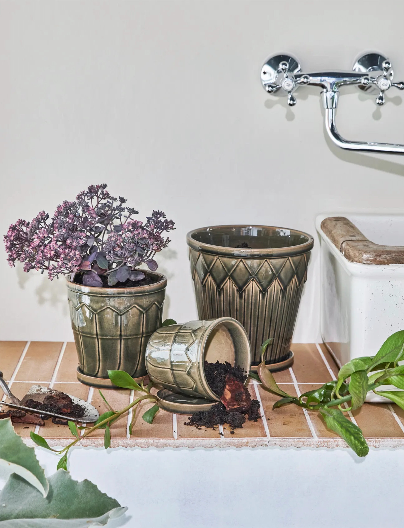 house doctor Planter, Hdcora, Grey, One Size, Khaki green, Dekoration > Blomsterpotter, Unisex
