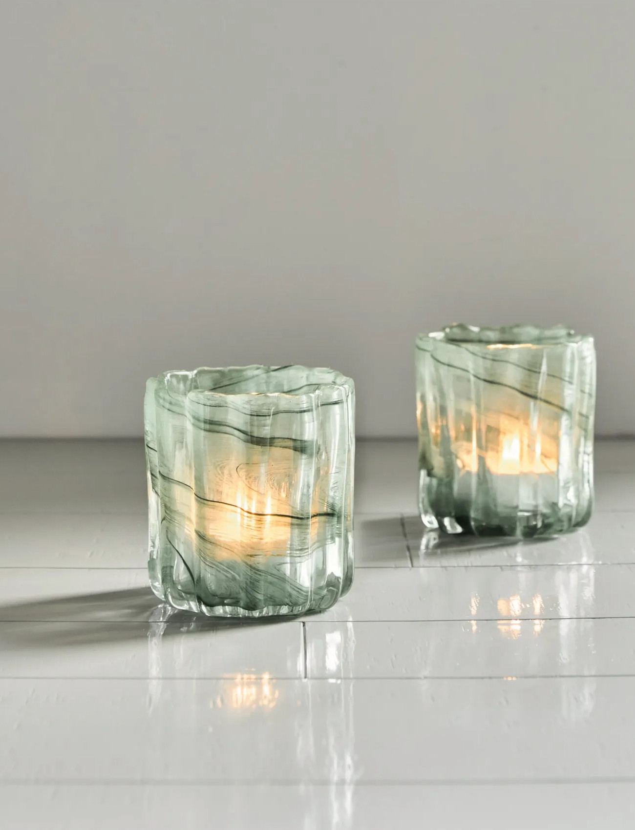 house doctor Tealight Holder, Hdcurl, Green, One Size, Green, Lysestager & Lanterner > Fyrfadsstager, Unisex
