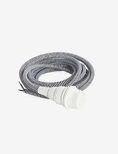 Fabric wire w. socket and two rings - apgaismojuma aksesuāri - black/white