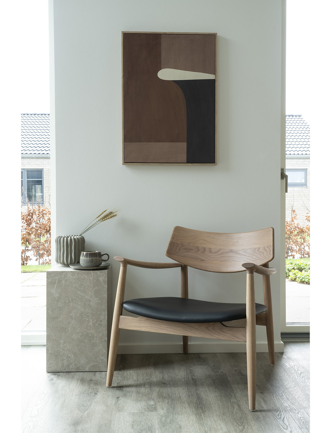 House Nordic Lova - Lounge Chair, Oak/Pu Cushion, Natural/Black, One Size, Beige, Stole & Skamler > Lænestole, Unisex
