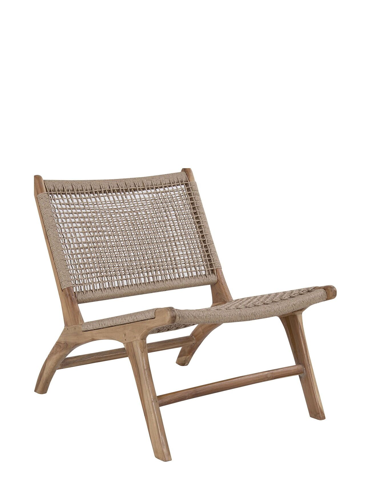 Thea - Chair In Polyrattan, Nature With Teak Wood Legs Home Furniture Chairs & Stools Armchairs Beige House Nordic