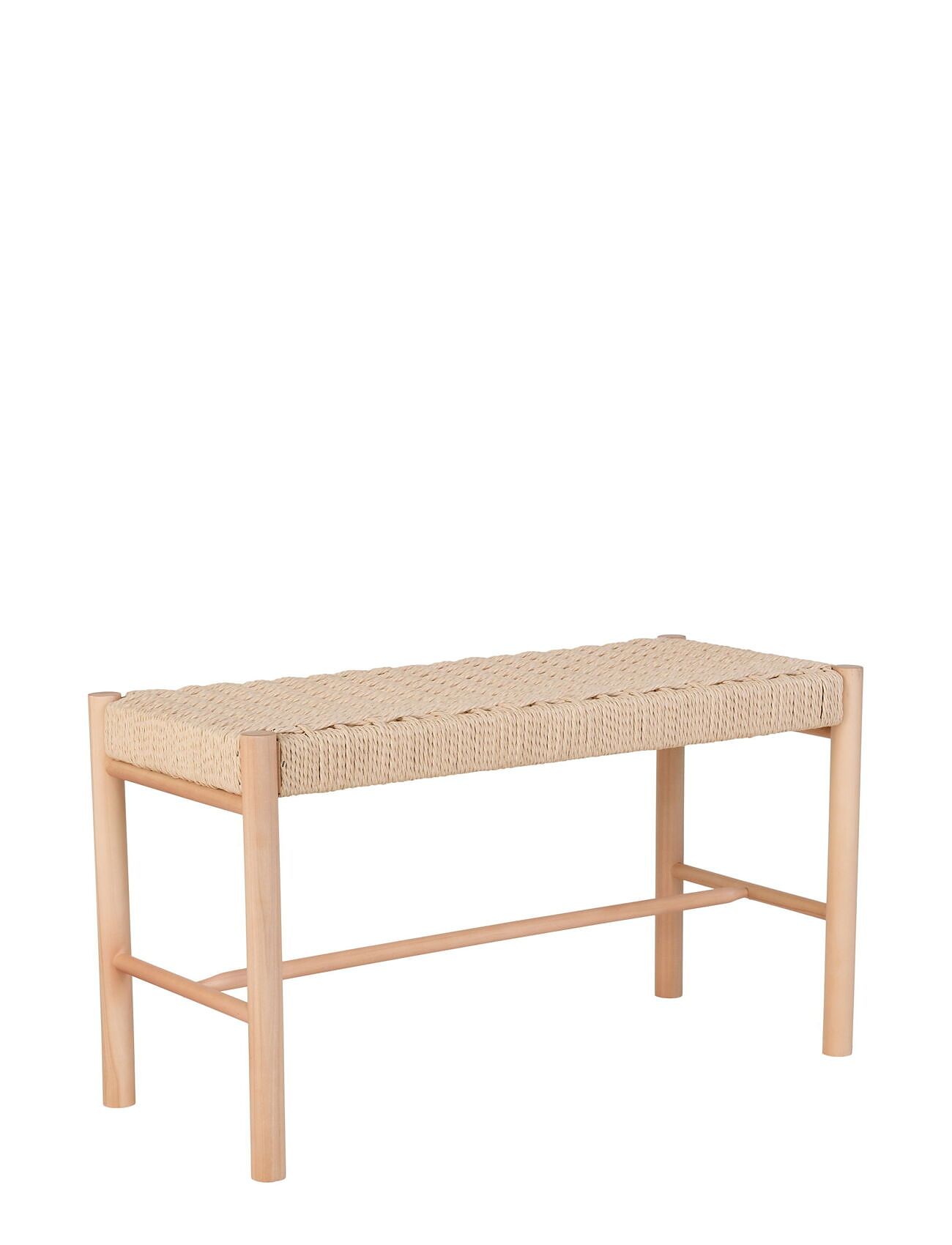 Asta - Bench In Poplar Wood And Woven Seat, Nature, 35X80X45 Cm Home Furniture Chairs & Stools Stools & Benches Beige House Nordic