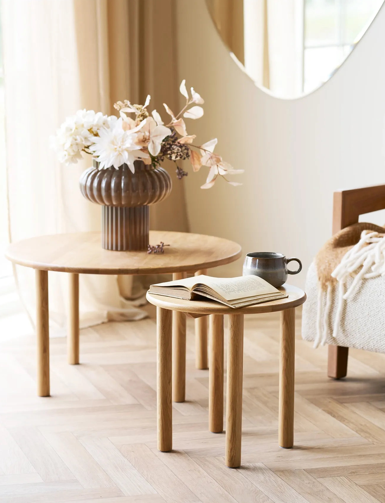 House Nordic Edda - Side Table, Oak, Natural, Ø40X40cm, 40X40X40 cm, Borde > Sofaborde, Unisex