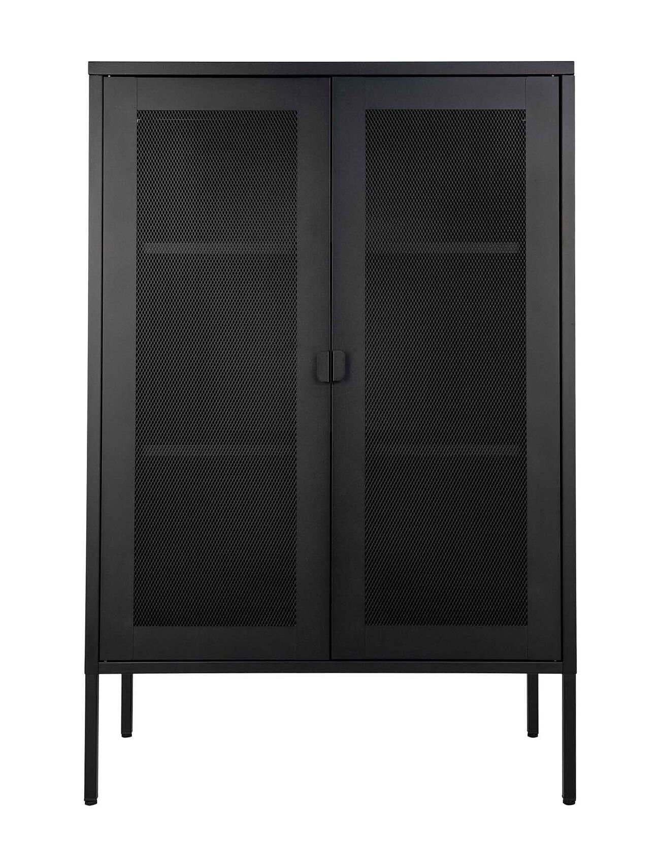 House Nordic Fia - Display Cabinet, Black Metal, 2 Mesh Doors 80X40X120 Cm Svart