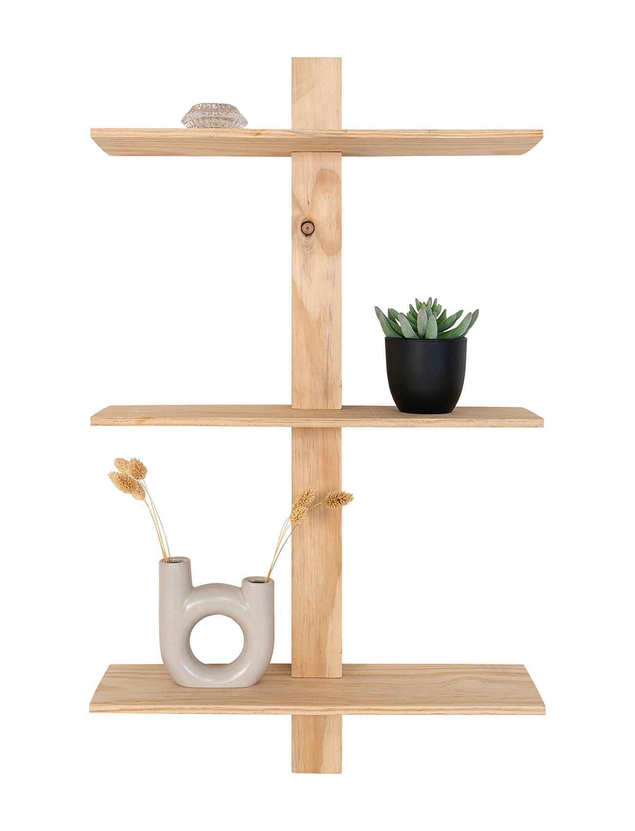 Tora - Wall Shelf, 3 Natural Wood Shelves 50X15X83 Cm Home Furniture Shelves House Nordic