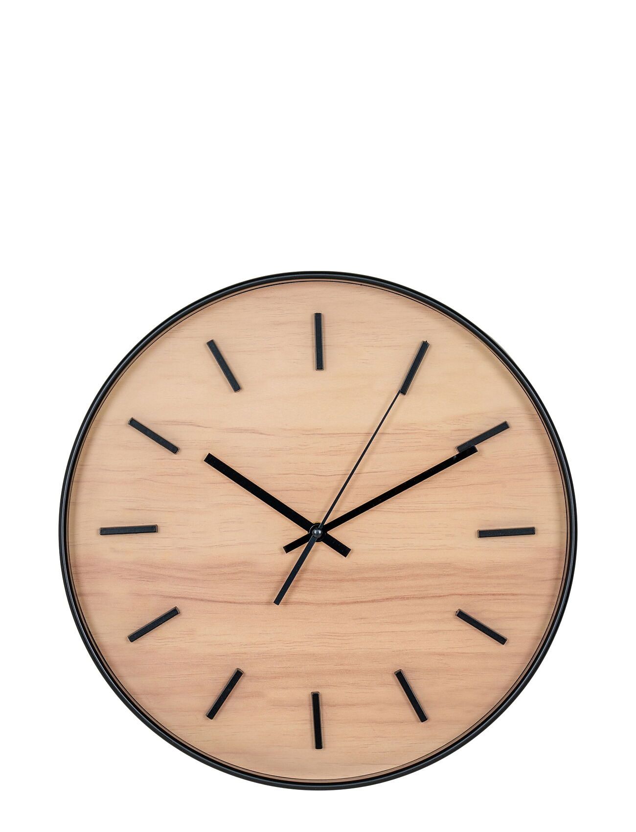 House Nordic Lene - Wall Clock, Black/Natural, Silent Movement Ø35 Cm Svart