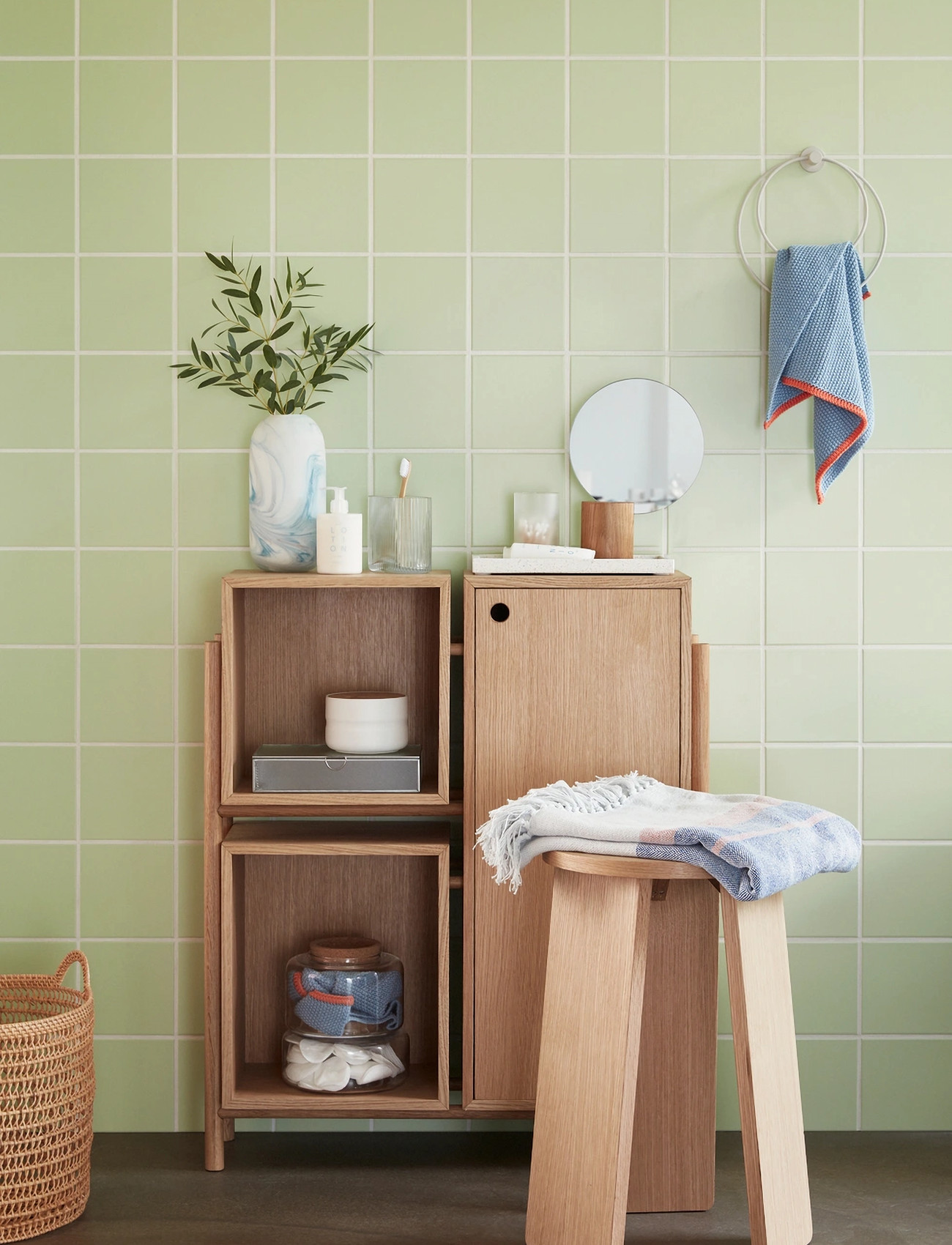 Hübsch Cube Console Table Natural, 76X25X90 cm, Beige, Møbler > Skab, Unisex