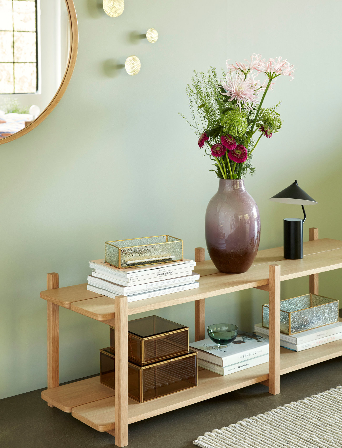 Hübsch Mason Shelf Double Small Natural, One Size, Beige, Møbler > Hylder, Unisex