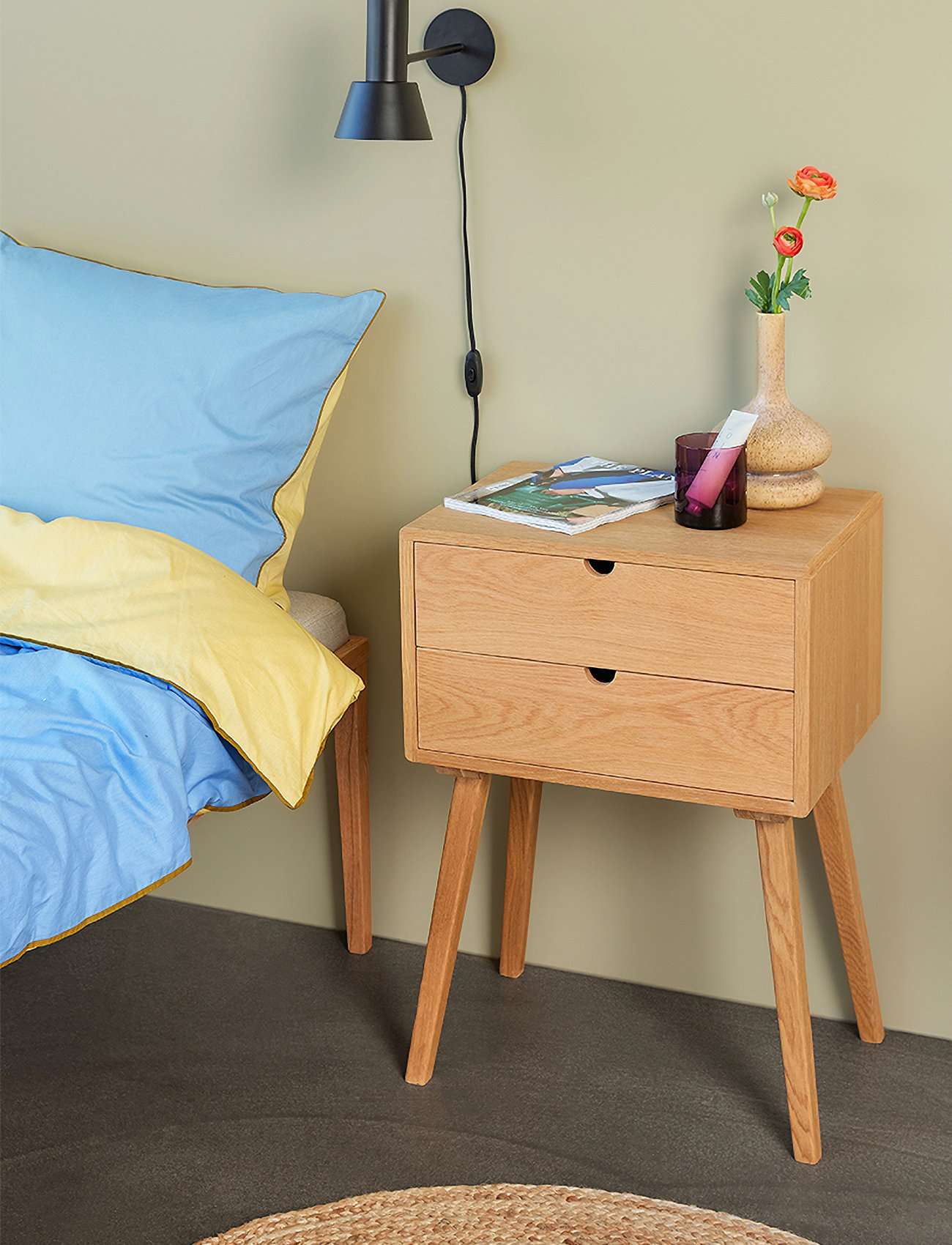 Hübsch Hide Bedside Table, One Size, Beige, Borde > Natborde, Unisex
