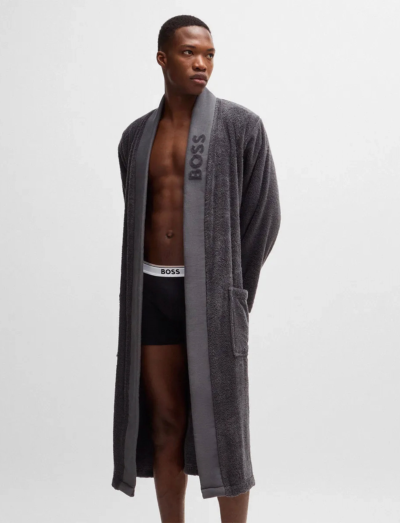 Boss Home Plain Bath Robe, M, Grey, Nat- Og Loungewear > Morgenkåber, Dame