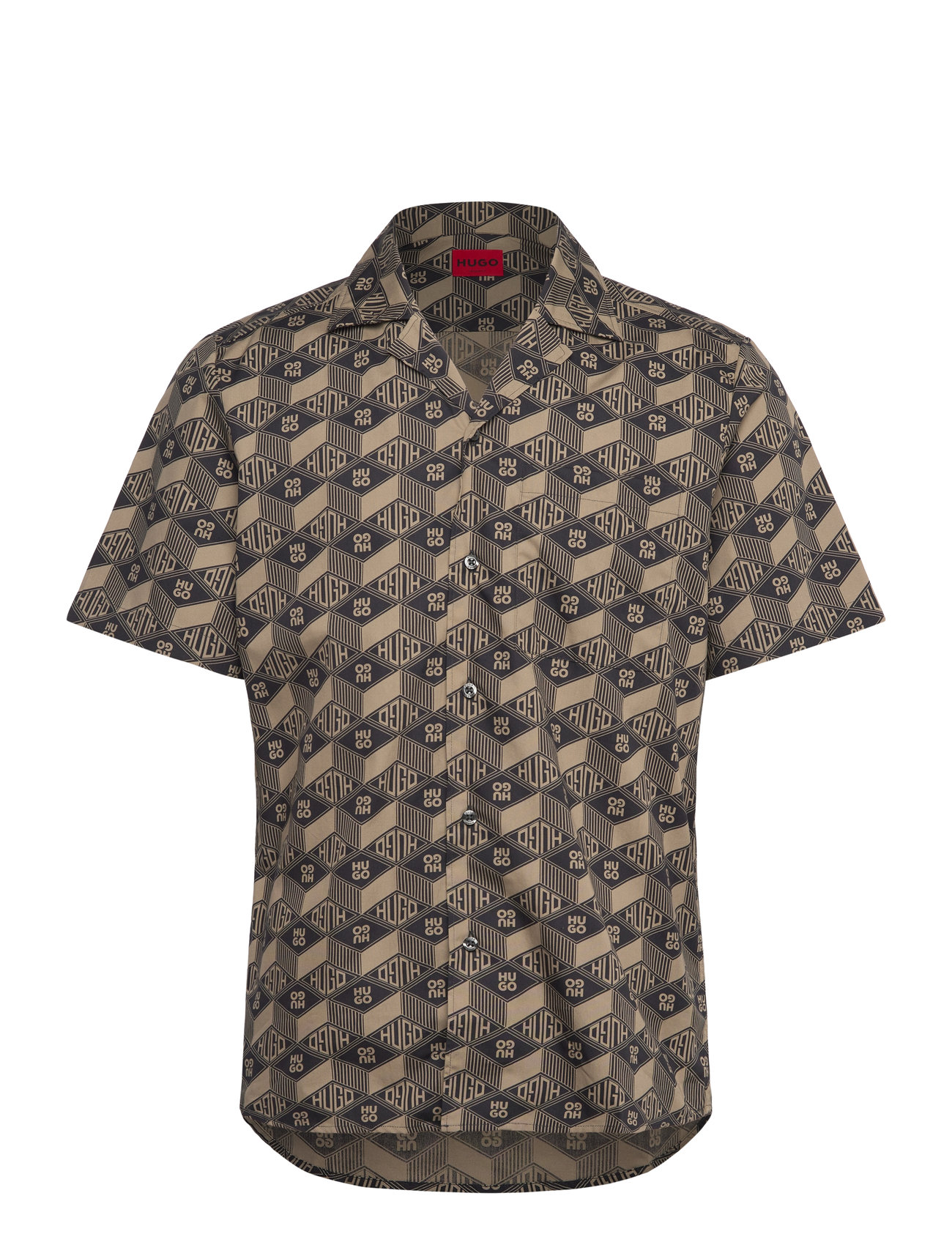 HUGO Ellino, S, Brown, Skjorter > Kortærmede Shirts, Herre
