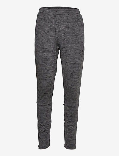 hmlASTON TAPERED PANTS - spodnie treningowe - dark grey melange