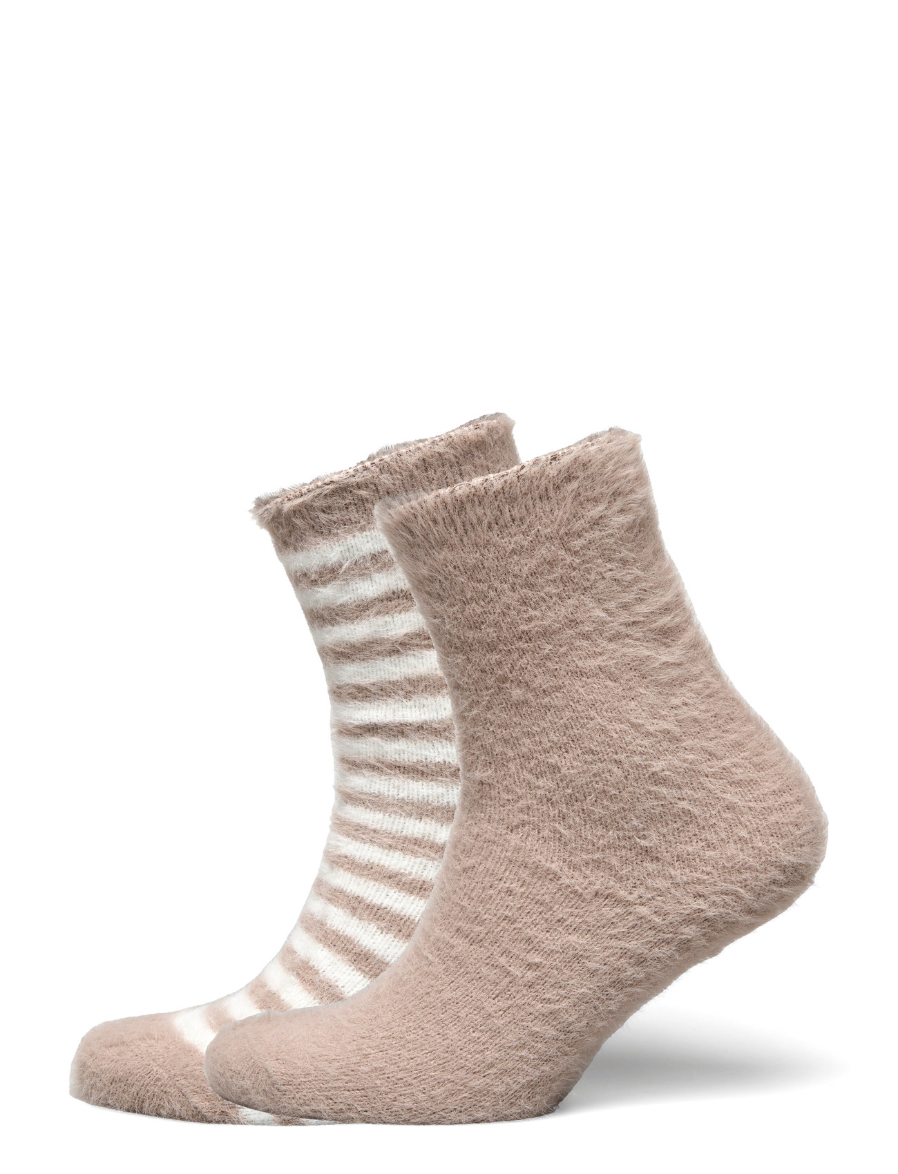 Hunkemöller 2P Ino Stripe Fluffy Socks Beige