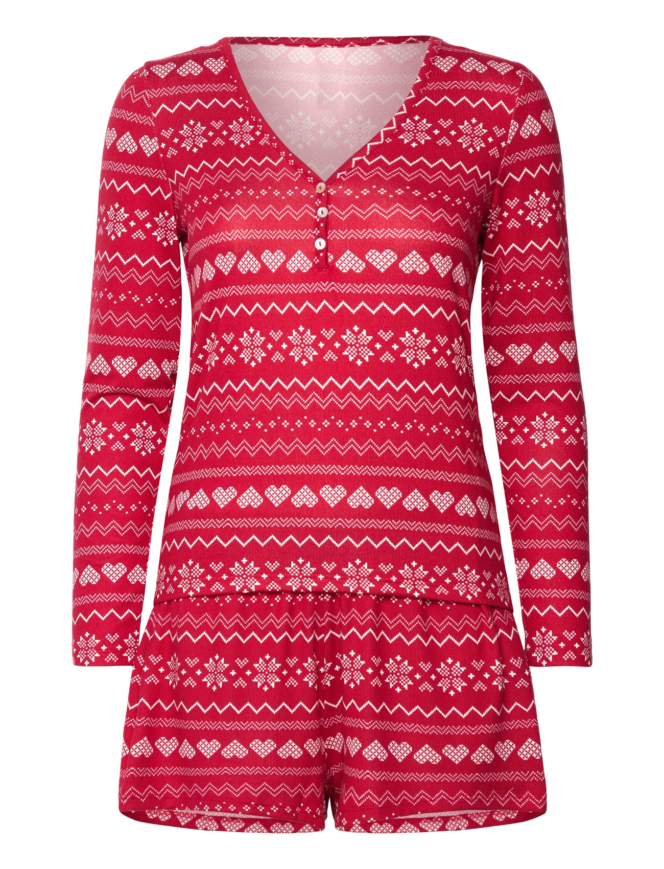 Pj Short Jersey Fairisle Pyjamas Red Hunkemöller