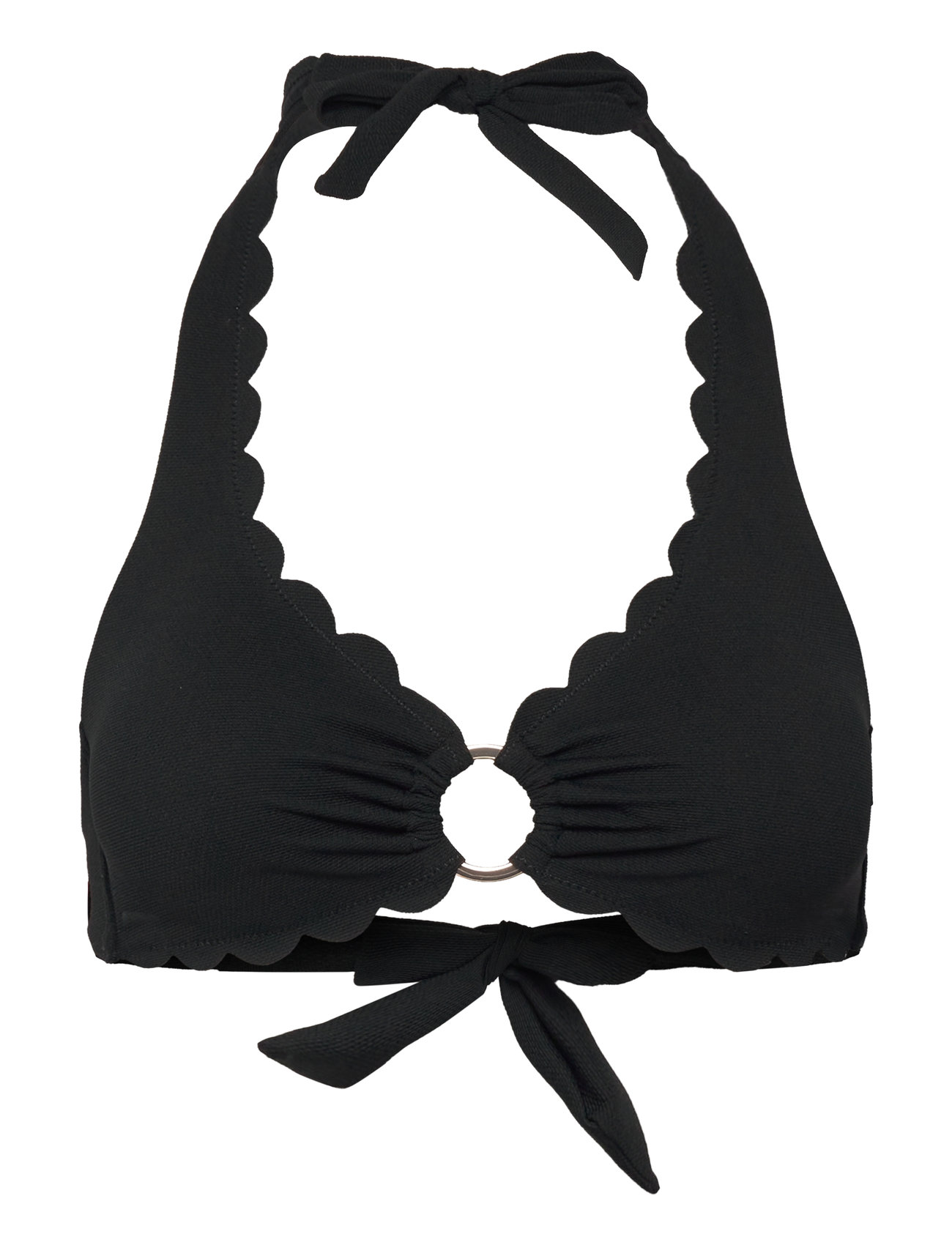 Scallop Halter Croptop Swimwear Bikinis Bikini Tops Wired Bikinitops Black Hunkemöller