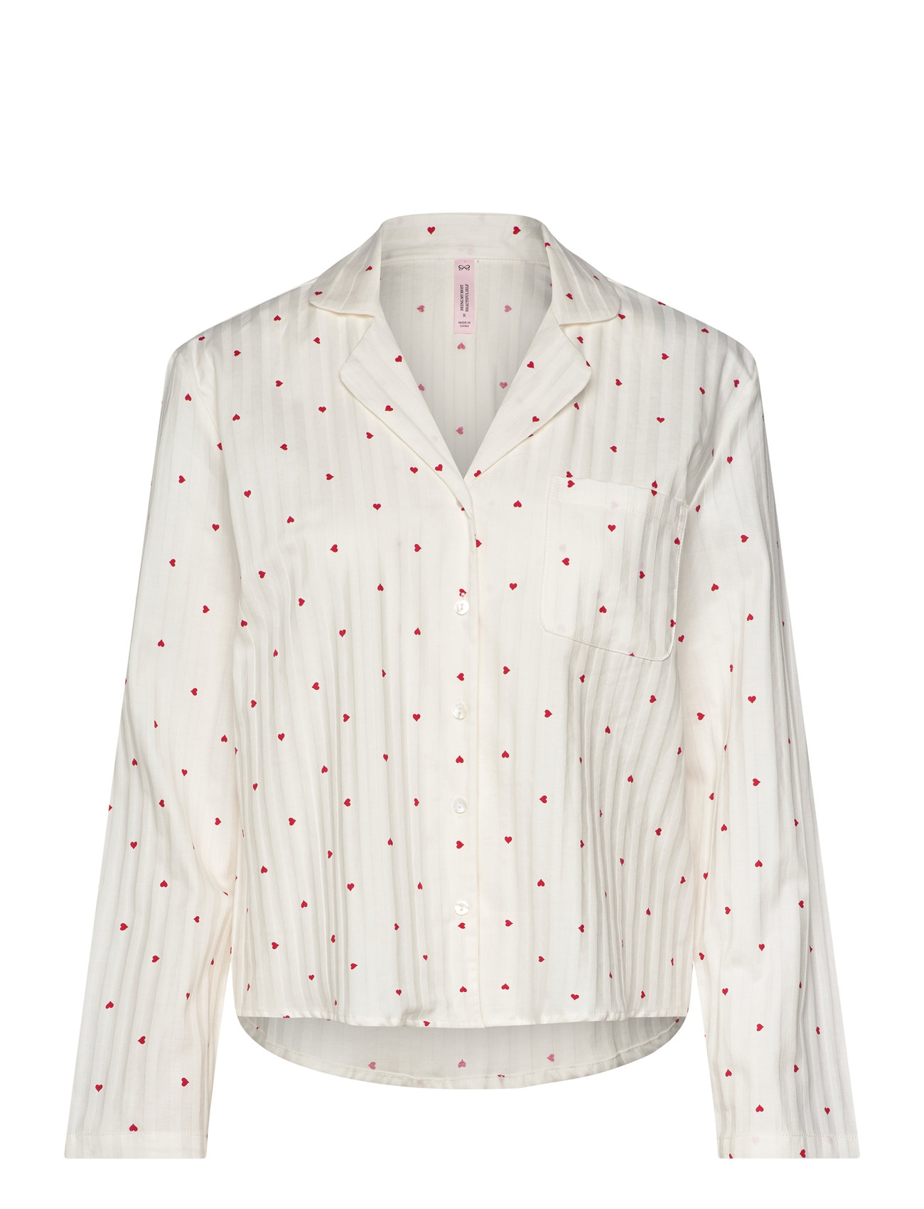 Jacket Ls Co Jacquard Hearts Topp White Hunkemöller