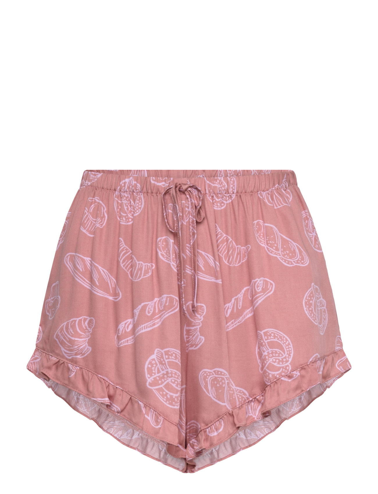 Short Vis Satin Ruffle Pyjamas Pink Hunkemöller