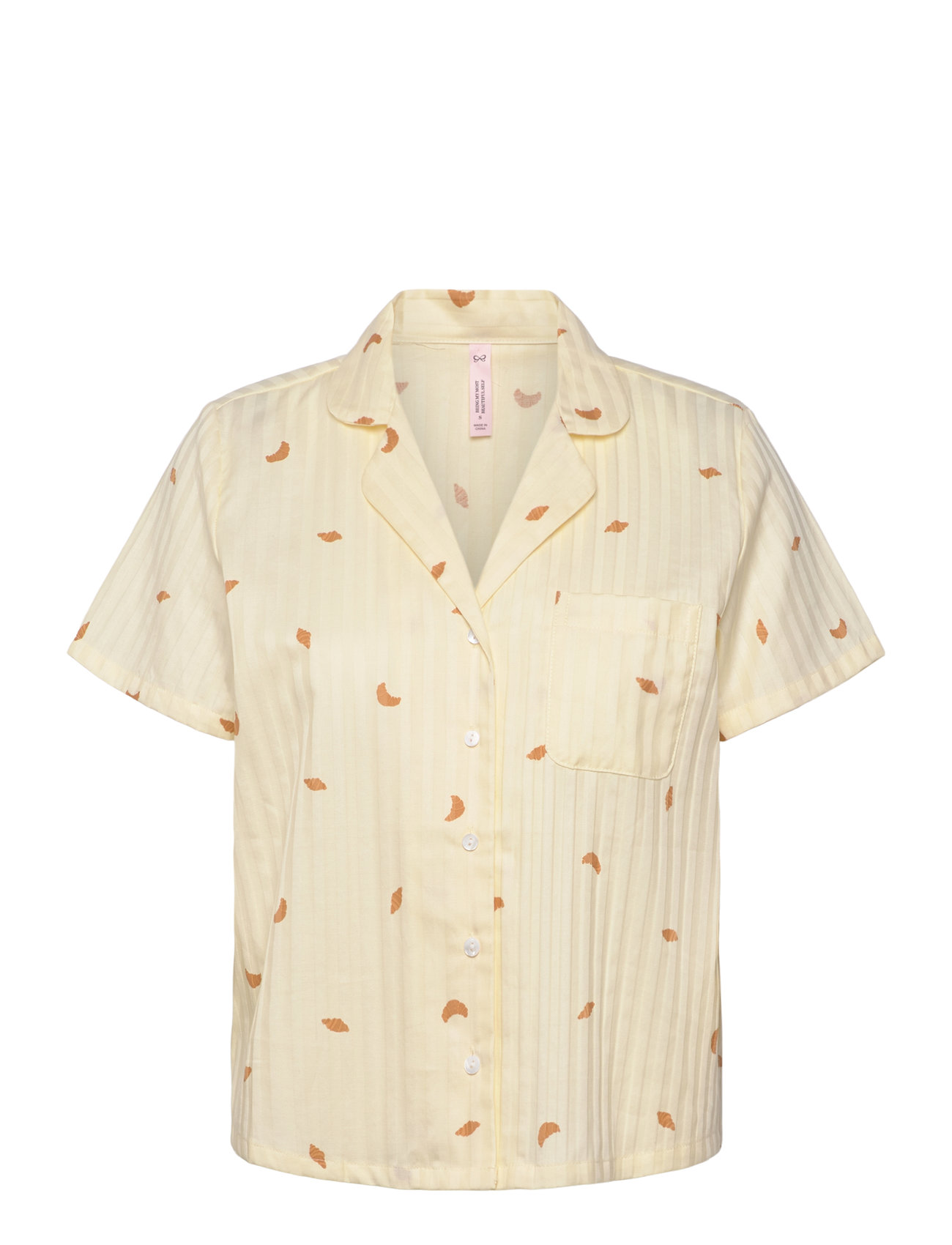 Jacket Ss Cotton Croissant Pyjamas Yellow Hunkemöller