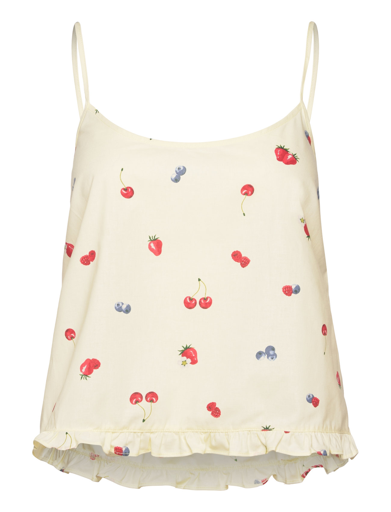 Cami Woven Ruffle Fruit Topp Cream Hunkemöller