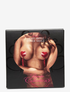 Heart PU Nipple Cover Tassle - akcesoria do biustonosza - tango red
