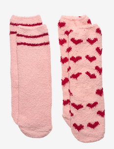 2p Outline Heart Cosy Sock - vanliga strumpor - pink sand