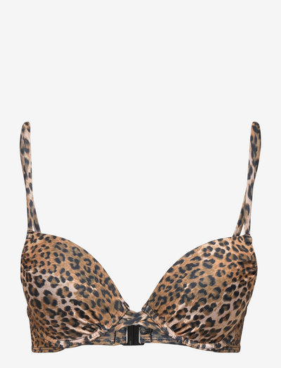 Leopard pp - bikinitopp med spiler - taupe