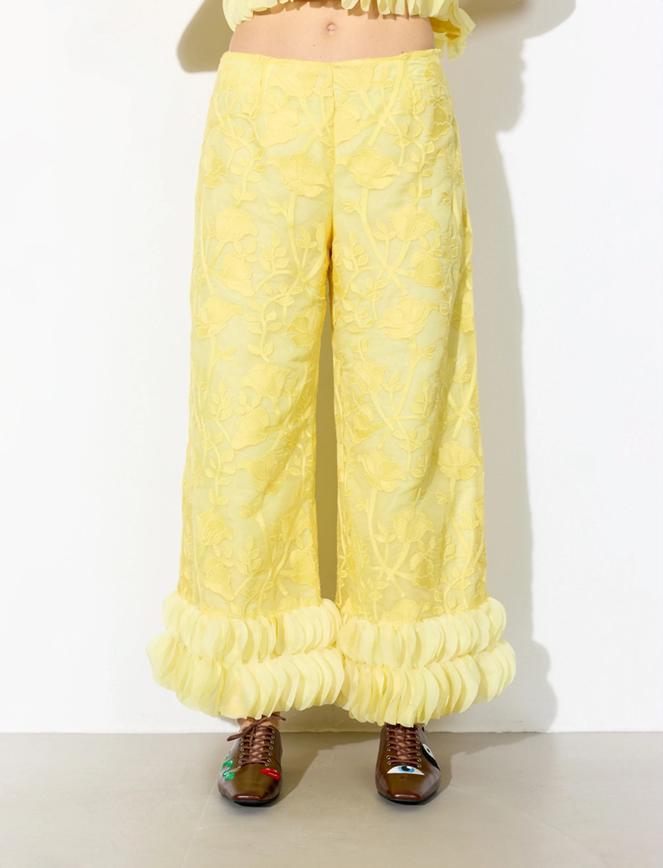 Hunkøn Aiko Trousers, M, Yellow, Bukser > Brede Ben, Dame