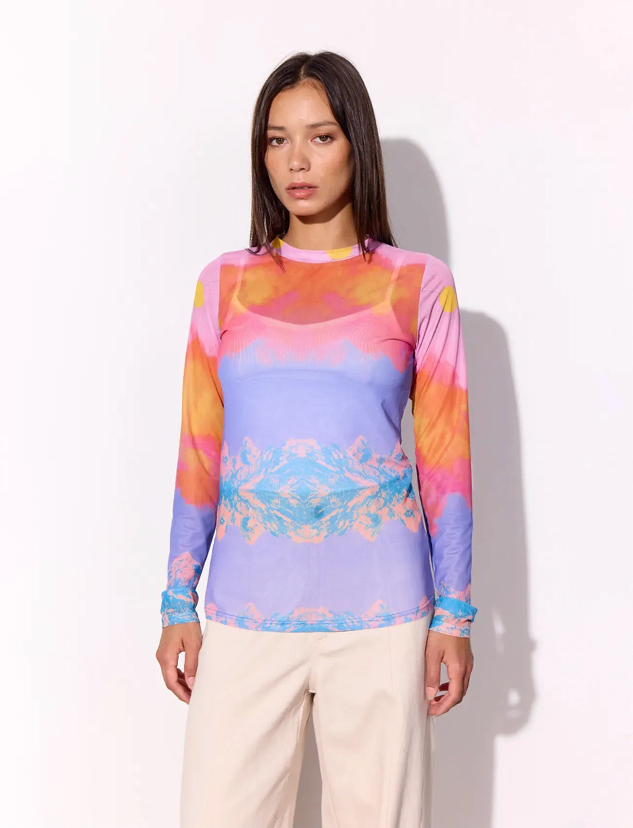Hunkøn Devon Mesh Blouse, XS, Multi/patterned, Bluser > Langærmede, Dame