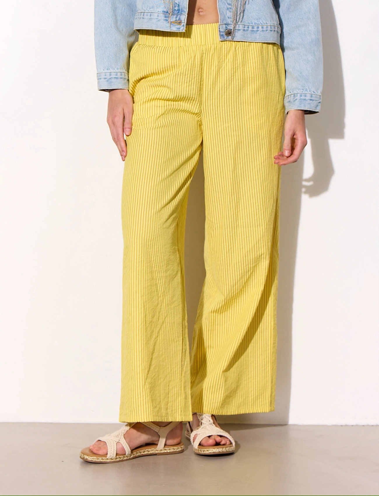 Hunkøn Gudrun Trousers, L, Yellow, Bukser > Brede Ben, Dame